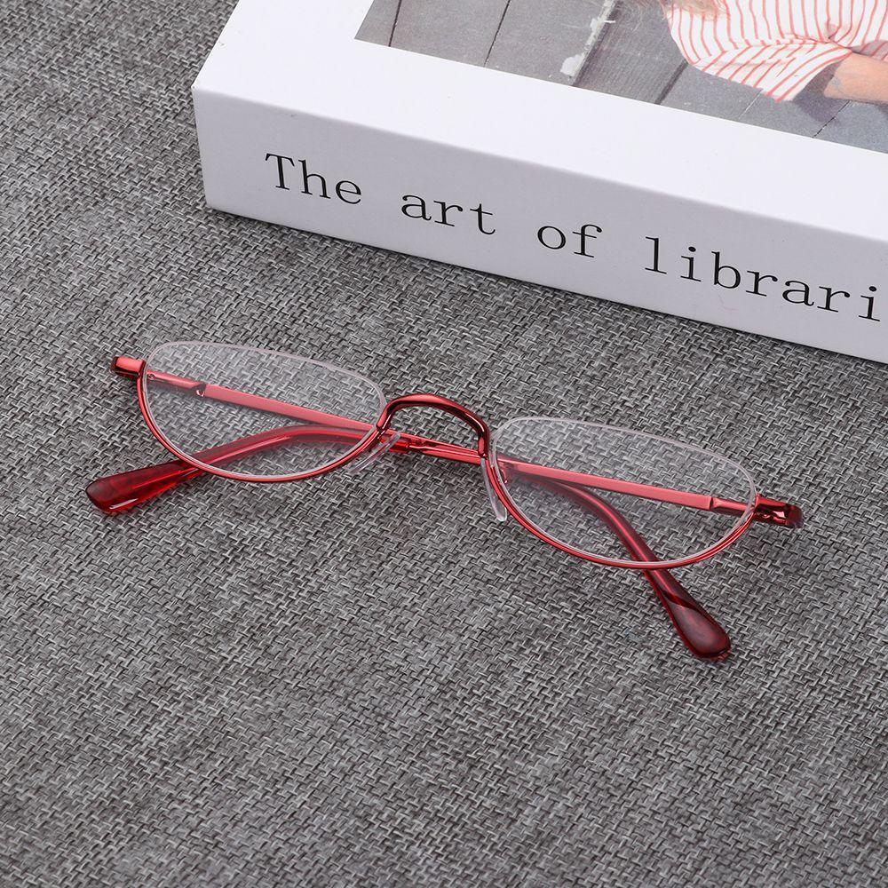 1Pc Half Frame Metal Spring Hinge Reading Glasses Semi-Rim Halves Ultra Light Resin Eyeglasses Vision Care +1.00~+4.0 Diopter