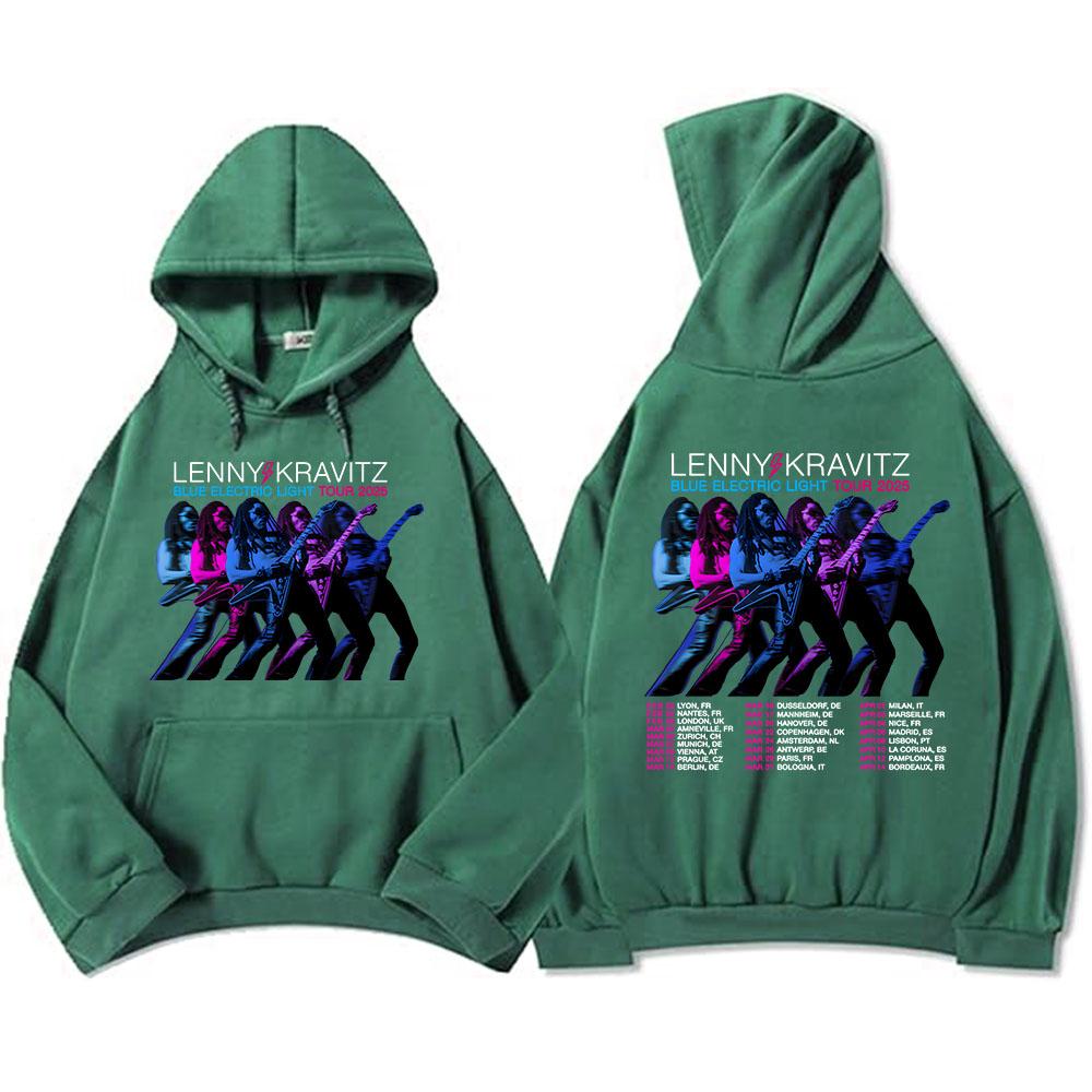 Lenny Kravitz Blue Electric Light Tour 2025 Толстовки с капюшоном Rock Rapper Graphic Print Sweatshirt Heavy Mental Fashion Unisex Streetwear