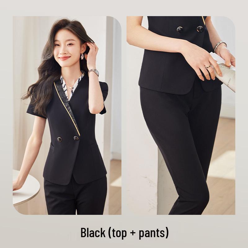 Women's Professional Flight Attendant Skirt Suit - Elegant Summer Workwear for Jewelry Stores & Hotels