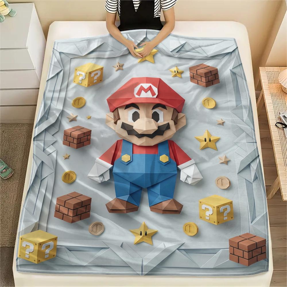 Mario Game Cover Art Blanket, Mario Fan Cozy Throw, Perfect Gift.chl