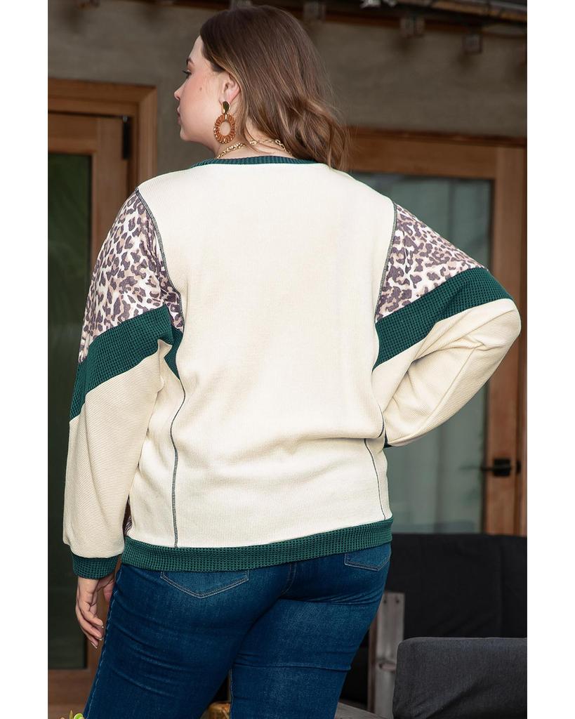 Azura Exchange Топ размера плюс с леопардовым принтом и цветными блоками в стиле пэчворк с рукавами «летучая мышь»