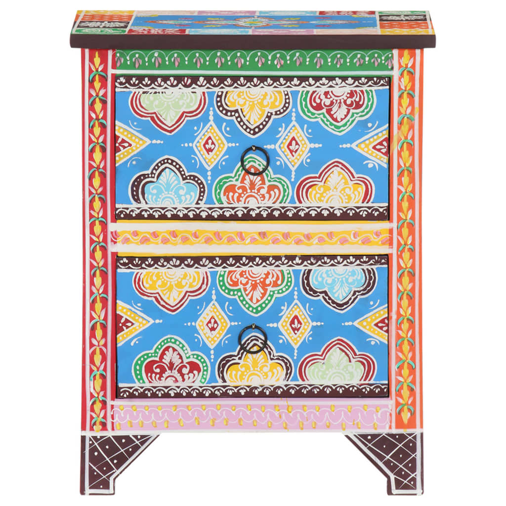 Hand Painted Nightstand 40 x 30 x 50 cm Solid Mango Wood