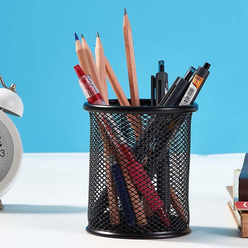 Pen Holder - Metal Hollowed-out Round Pen Holder for Student Stationery, Desk Office Supplies, Storage and Display Items, Office Stationery.