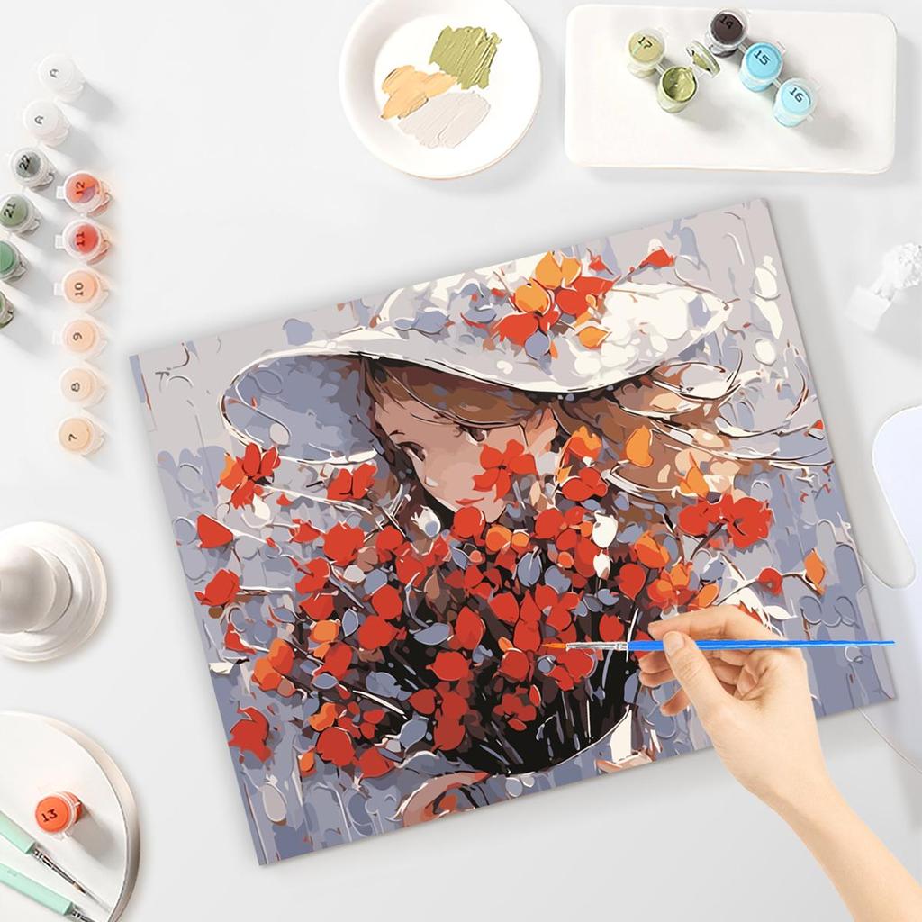 Рамка декоративная картина по номерам для девочек, цветы, набор для рисования, холст, картина, краска, подарок для взрослых, подарок «сделай сам», 40x50 см