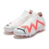 Puma Future Match Круглый носок Шнуровка MG (Резиновые короткие шипы) Футбольные бутсы с амортизацией Мужские футбольные бутсы Бело-красные 107373-01