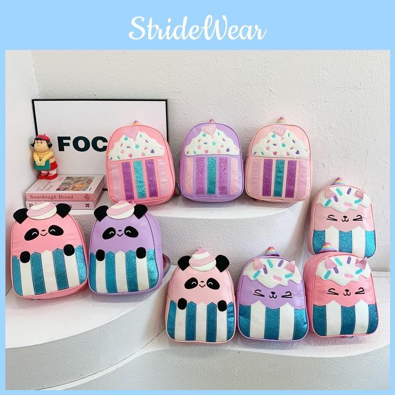 Panda Line Cartoon Girls Toddler Backpack With Fashion Sequins For School Use