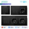 BSEED 1/2/3/4-клавишные Wi-Fi умные клик-переключатели Механический выключатель света 1/2/3-ходовой Приложение Tuya Smart Life С настенными розетками стандарта ЕС