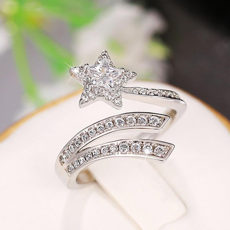 Xiaomi Huitan Star Finger Rings for Women Resizable Band Silver Color Sparkling Cubic Zirconia Exquisite Female Rings Fashion Jewelry