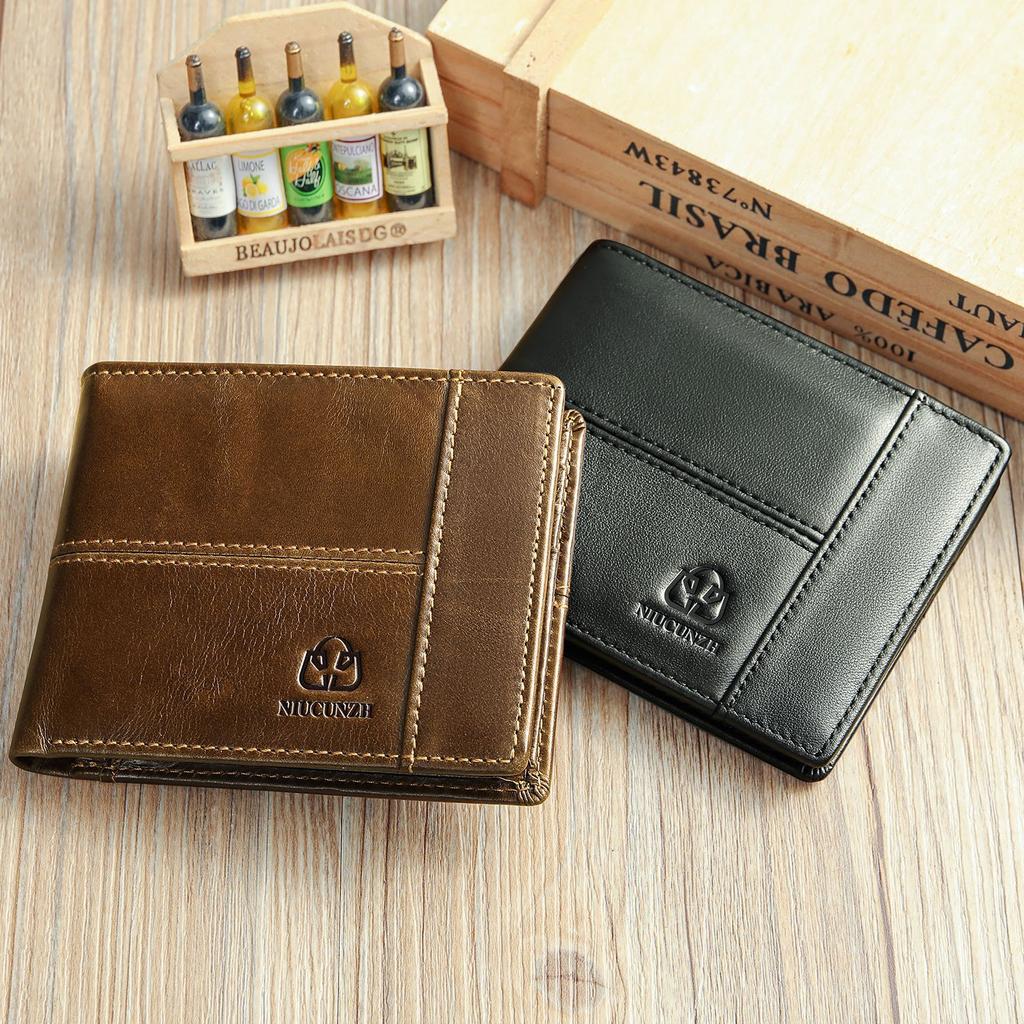 Genuine Leather Money Clip Handmade Genuine Soft Leather Multifunctional Anti-theft Brush Men's Cowhide Wallet