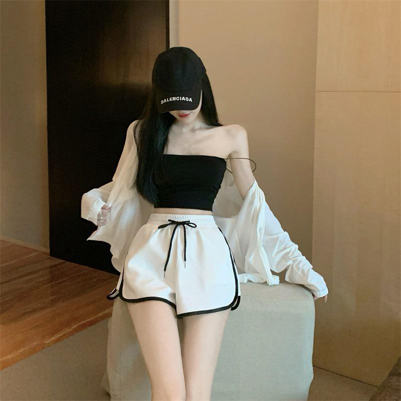 Однотонные трендовые шорты в корейском стиле - Женские повседневные беговые шорты-трехточки