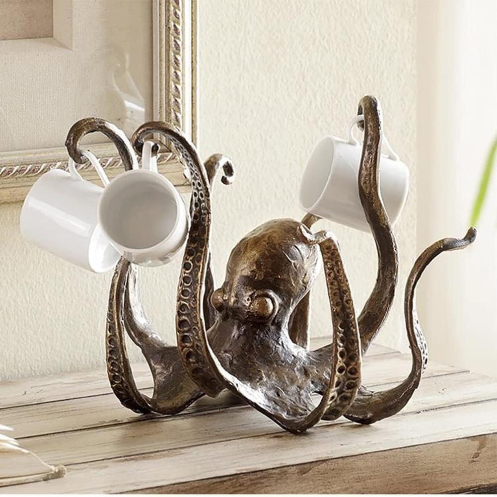 Octopus Mug Holder, Octopus Coffee Mug Holder Stand For Countertop, Multi-Purpose Pendant Resin Octopus Table Topper, Kitchen Dining Bar Accessory