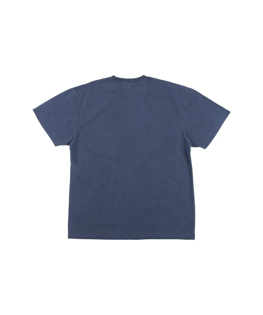 CREAM SODA LAB Crsdel Small Logo Garment Dyed Pigment Short Sleeve T-Shirt Steel Blue White