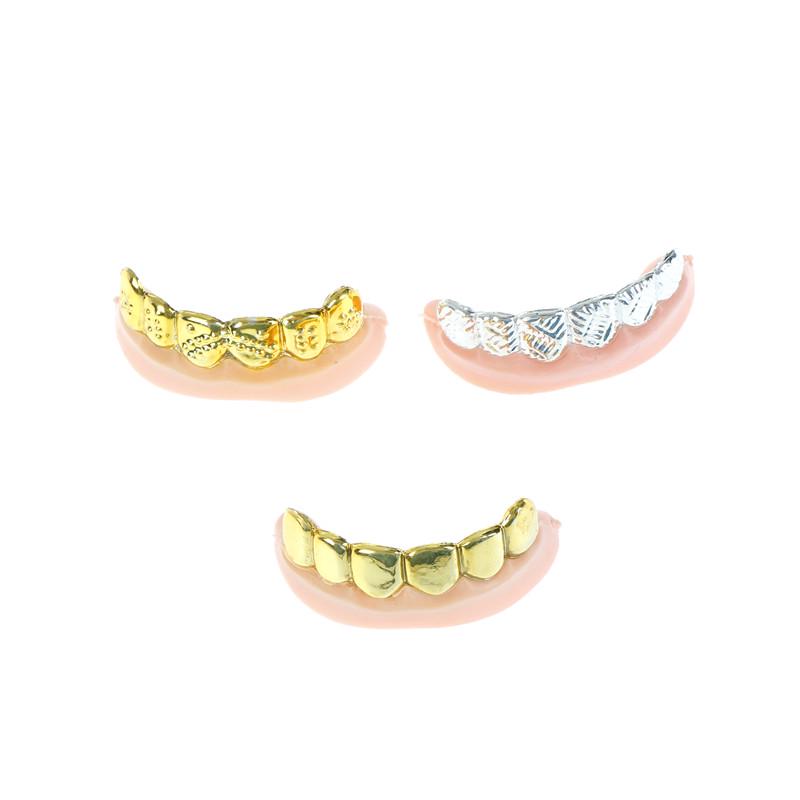 1Pc Bling Grillz Fake Teeth Bulk Halloween Birthday Party Gold Silver