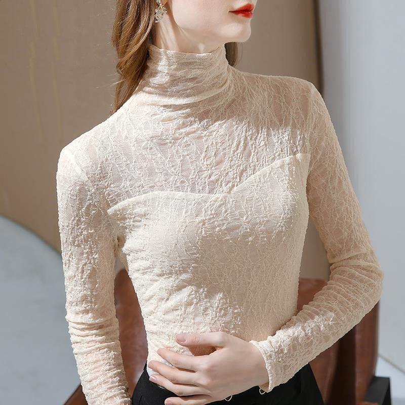 Autumn New Style Lace Inner T-Shirt - High-end Lace Bottoming Shirt for Women