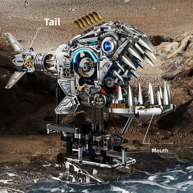 Mechanical Assembly Piranha Building Block Children Toy With Luminous Function