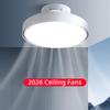 2026 Новая модель Безлопастная потолочная люстра-вентилятор: Невидимый, Бесшумный, Защищающий глаза, Широкий диапазон напряжения для спальни