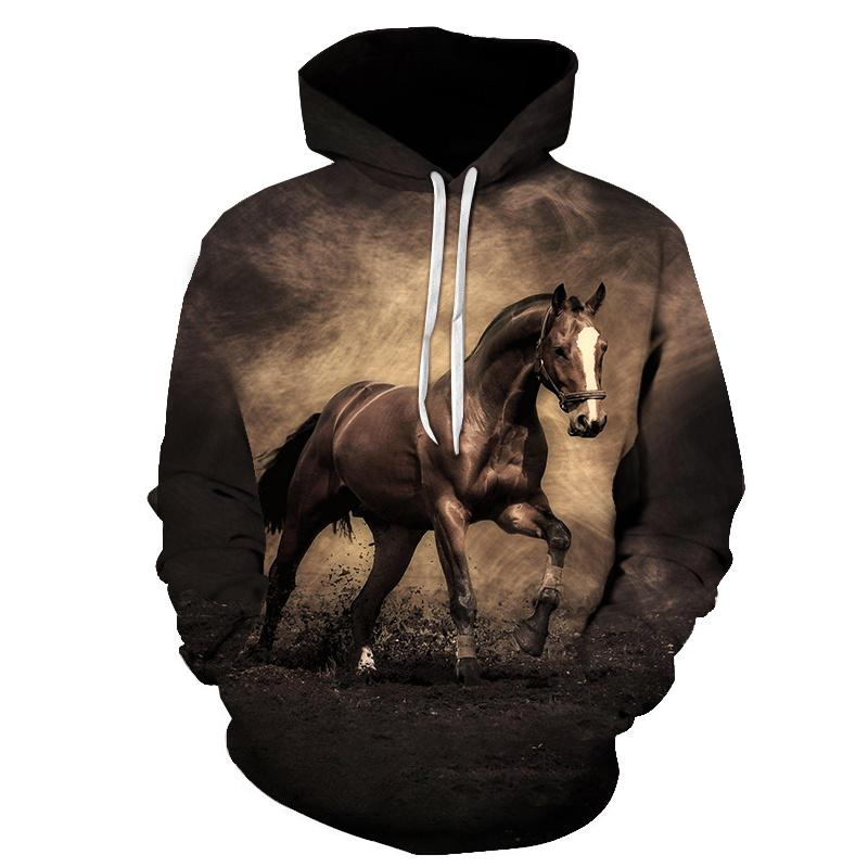 Spring Autumn Horse 3D Print Men's Hoodies Sweatshirts Animal Design Men Women Casual Streetwear Pullover Oversized Hoodie