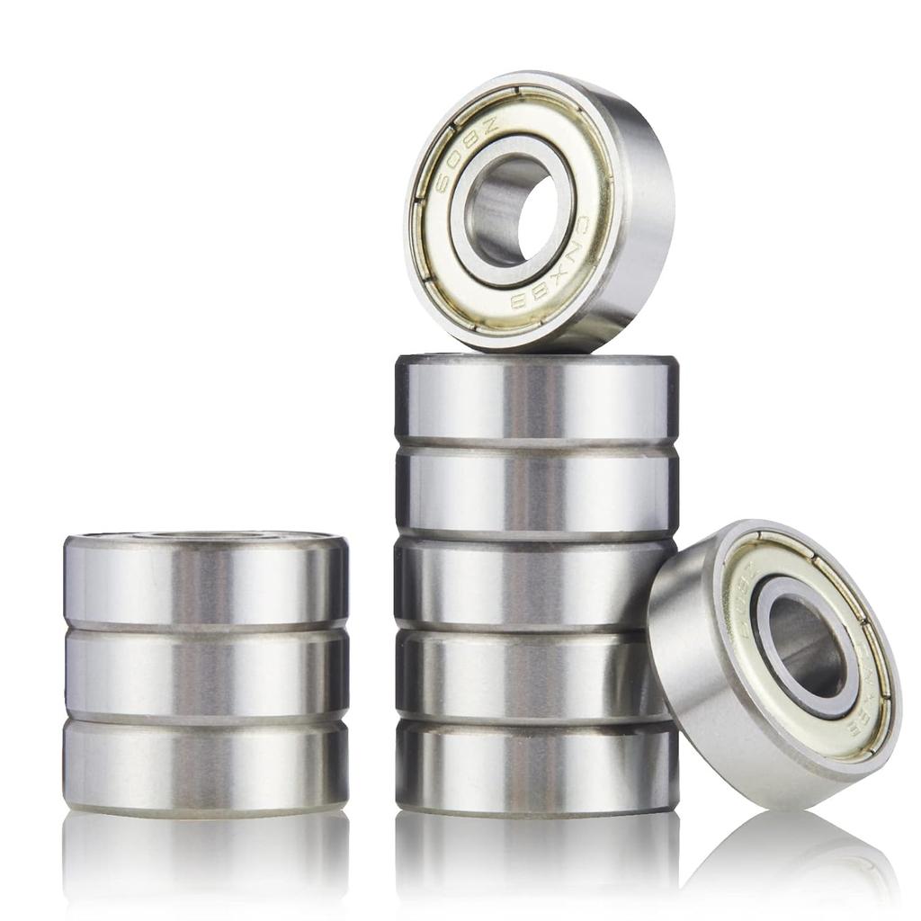 10PCS 608 2RS /608ZZ Ball Bearings – Bearing Steel and Double Rubber Sealed Miniature Deep Groove Ball Bearings