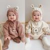 Cute Bear Print Baby Romper with Hat - Long-Sleeve Spring & Autumn Crawling Outfit