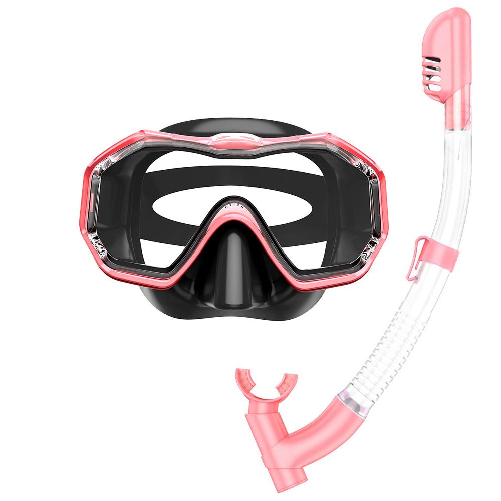 3 Windows Snorkel Mask Set Scuba Diving Swimming Goggles Panoramic Wide View HD Dry Top Anti-Leak Anti-Fog For Adults and Kids