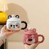 Cartoon Animal Ceramic Mug with Lid Office Coffee Milk Tea Water Cup Cute Children Breakfast Cups Household Drinkware