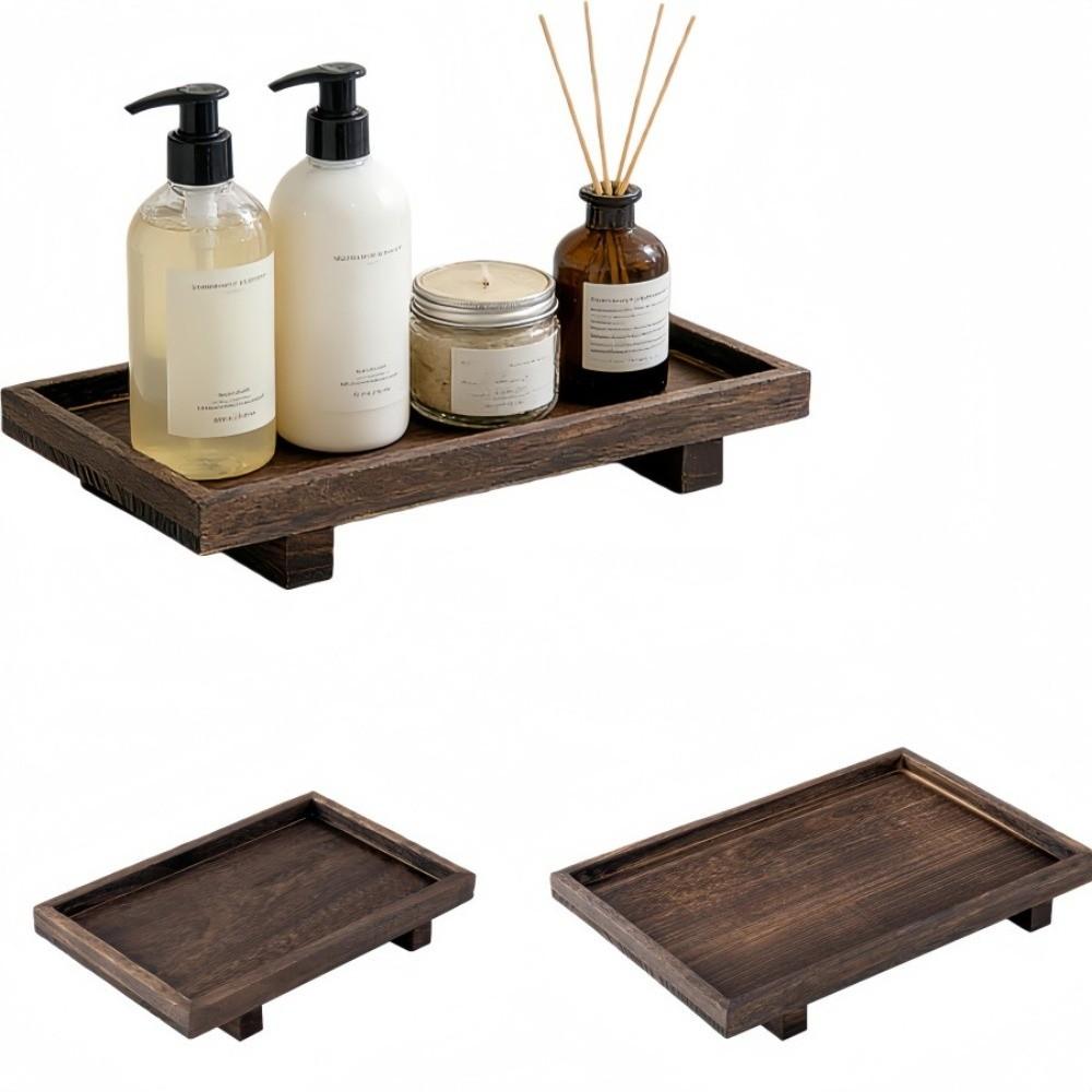 Japanese Style Wooden Tray Plate Solid Wood Gongfu Tea Tray Bathroom Storage Tray Cafe Coffee