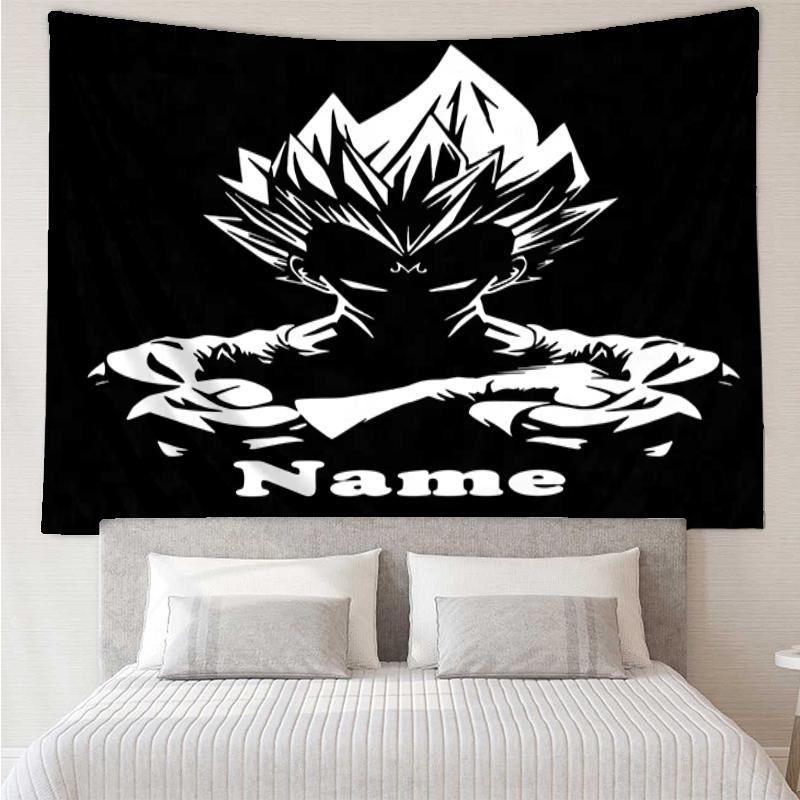 Custom Name Dragon Ball Print Tapestry, Backdrop, Easy Setup, Ideal for Bedroom, Office & Living Room, with Aesthetic Wall Hanging Decor.