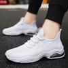 Mens White Casual Sneakers Breathable Running Shoes Men Flying Weaving Lace-up Lightweight Men Sports Walking Shoes Tennis