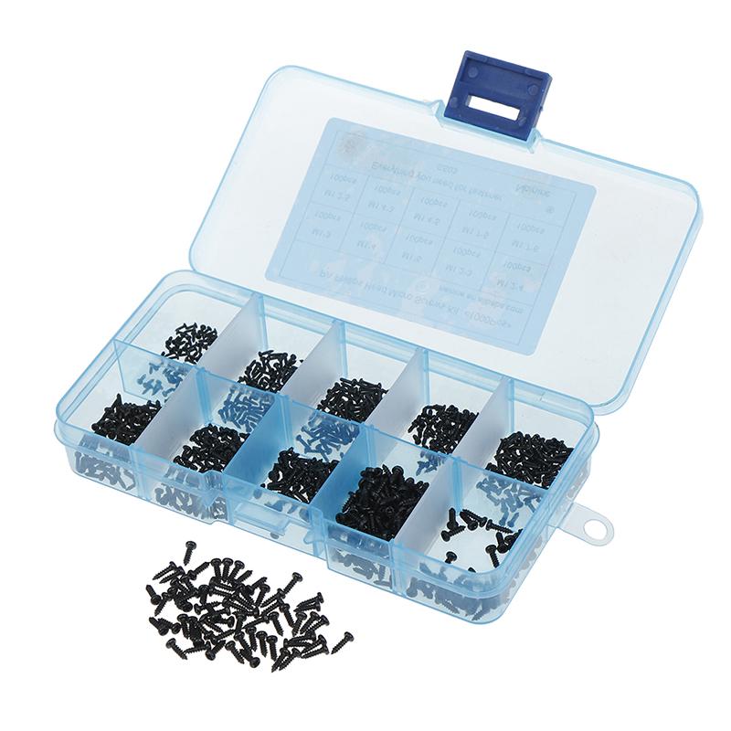 1000 шт./компл. M1 M1.2 M1.4 M1.7 Mix PA Head Micro Screws Round Head