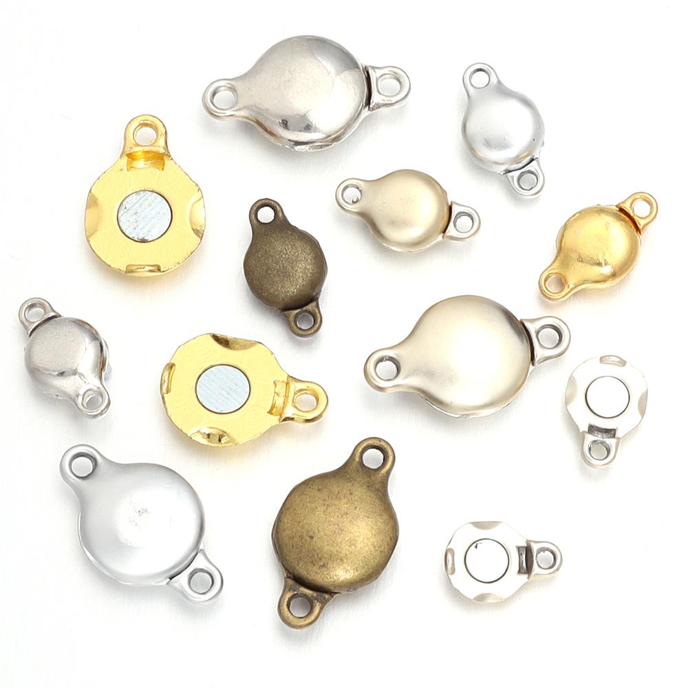 5pcs/lot Alloy Magnetic Buckles Gold Flat Round End Clasps Connectors For DIY Craft Bracelet Necklace Jewelry Making Accessories