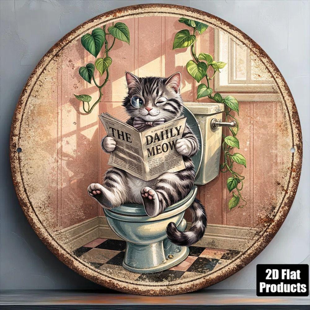 Металлический Кот Настенный Декор Жестяная Табличка Подарок Другу 15x30см Винтажное Домашнее Искусство