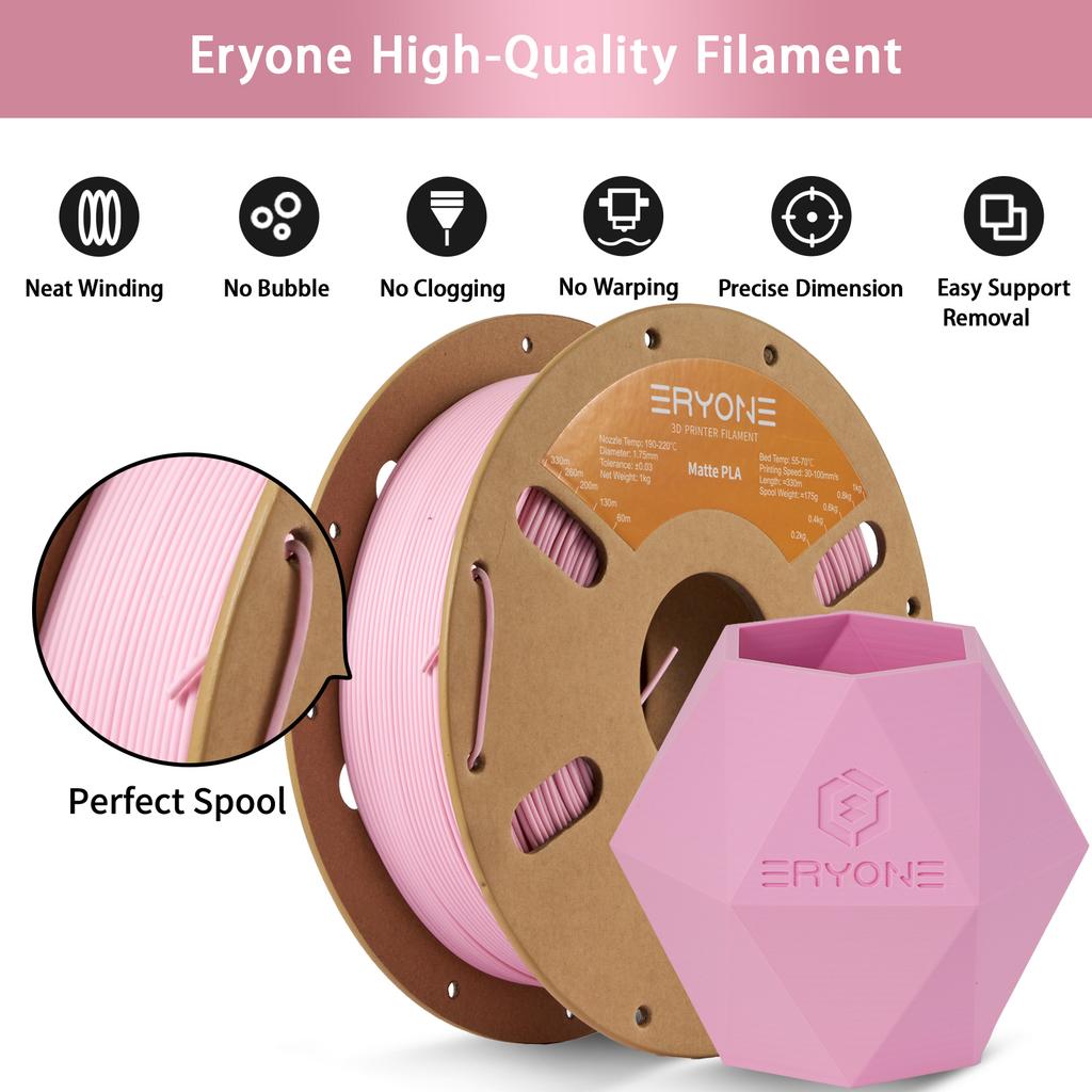 ERYONE Matte PLA Filament Guangdong Manufacturer Moulding Process 1.75MM Diameter