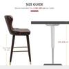 Bar Stools Set of 2, PU Leather Barstools with Back, Footrest and Wood Legs for Kitchen, Counter, Breakfast Bar, Brown