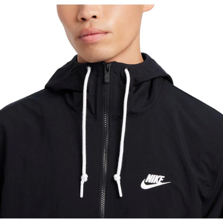 Nike Куртка Club Woven на молнии, удобная, дышащая, для мужчин, куртки, черно-белая, FB7398-010