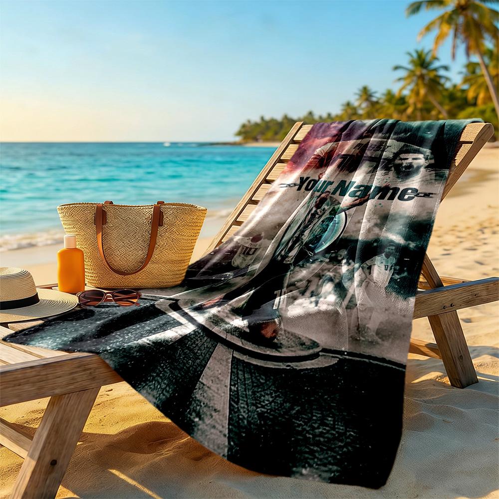 Football Messi Customize Your Name Beach Towel Super Soft Microfiber Quickdry Fabric