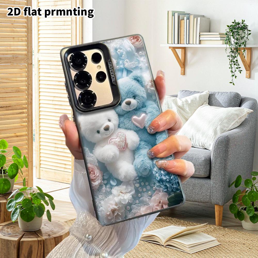 Phone Case: 2D Flat Samsung Galaxy A34 A35 M05 M06 S20 S22 S21 FE Plus 5G Protective Case, Couple Style, Twin Bears, Christmas and Halloween Gift