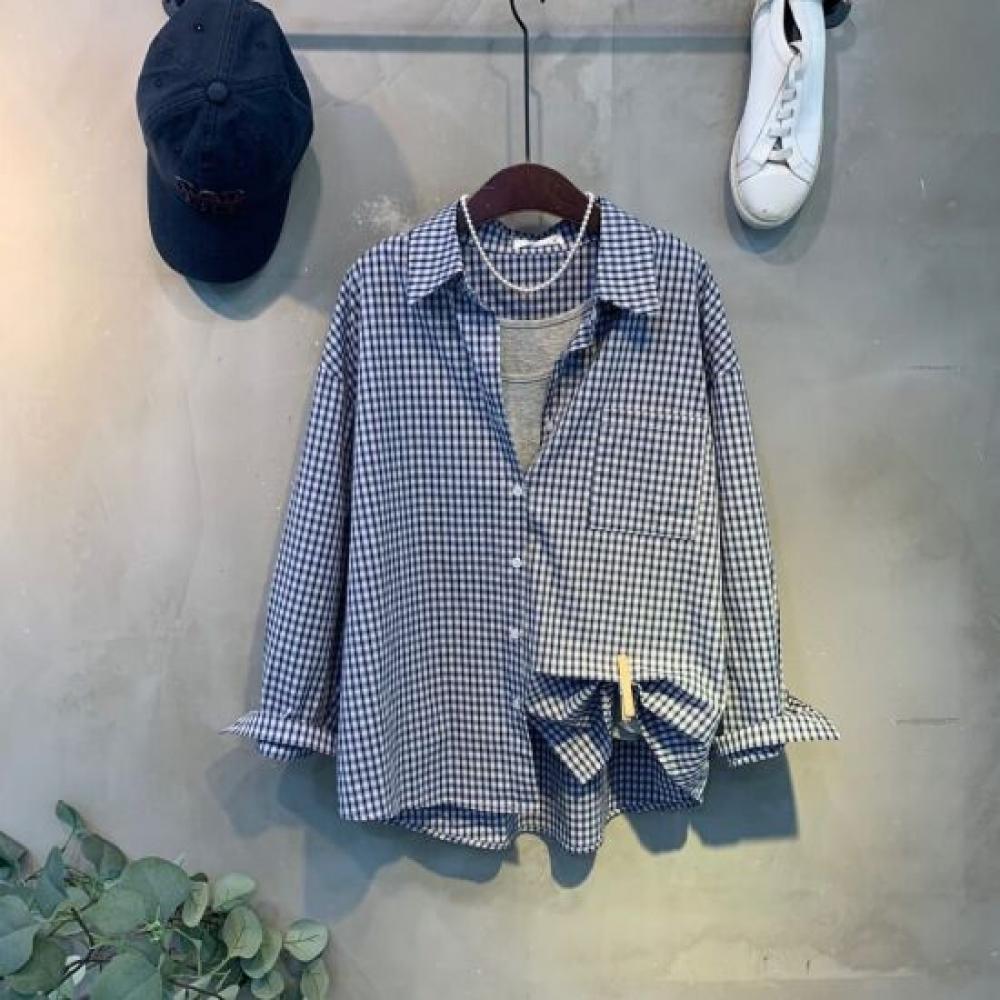 C S In The Room Carlo baSiC Tank vIntage CheCk Long Sleeve Shirt Set C