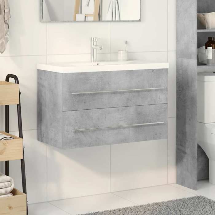VidaXL 2-piece Bathroom Furniture Set Concrete Grey 3324962