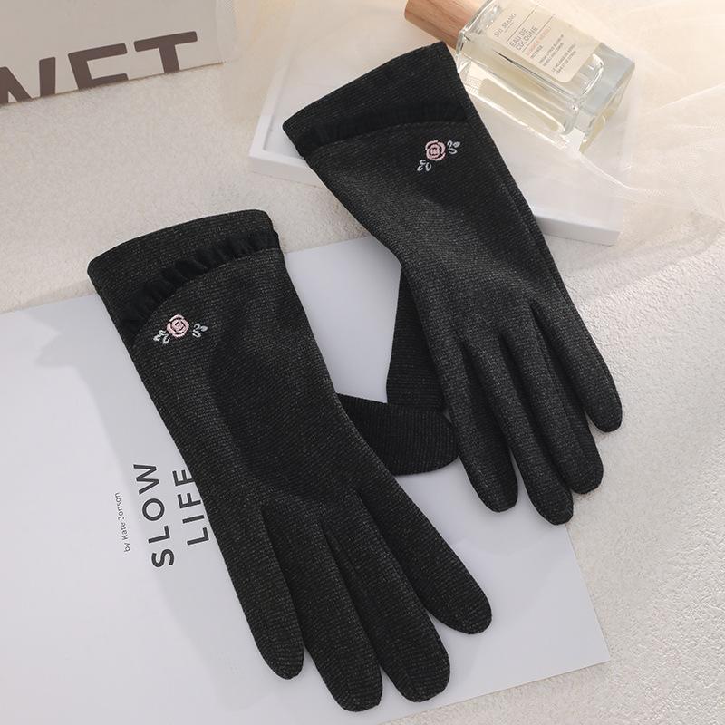 Теплые женские перчатки с узором «тысяча птиц», элегантные, для улицы, для верховой езды, холодо- и ветрозащитные, однослойные кружевные перчатки для весны и осени