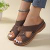 Summer Fashion Shoes for Women Plus Size 35-43 Slip On PU Slippers Casual Peep Toe Platform Wedges Comfortable Sandals