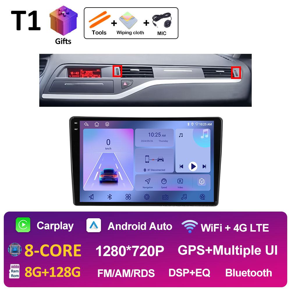 GPS Навигация Android 14 Для Citroen C5 2008 2009 2010 2011 2012 2013 - 2017 Автомобильный Мультимедийный Радио Видеоплеер QLED IPS Экран