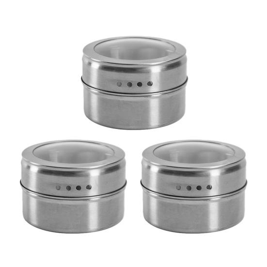 Magnetic Spice Tins Stainless Steel Spice Container Seasoning Jar Spice Jars Storage Box with Transparent Lid for Storing Herbs