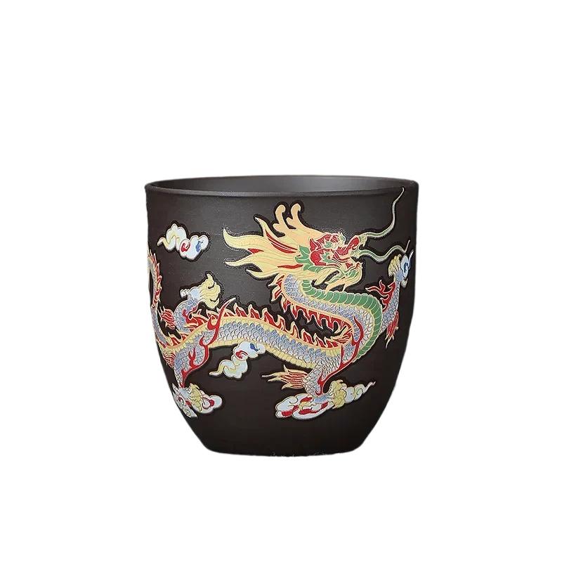 1 шт. чашка из фиолетового песка с изменением цвета от температуры «Дракон и Феникс» меняет цвет в горячей воде, бытовая чайная чашка