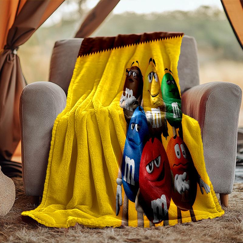 M Bean Blanket Flannel Throw for Sofa, Travel, Camping, Livingroom, Office, Chair and Bed Soft and Warm Holiday Birthday gifts
