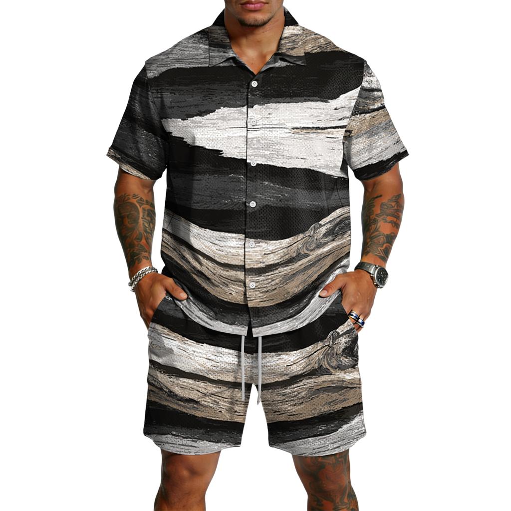 Men's Casual Lightweight Breathable Short-Sleeve Shirt And Shorts Set