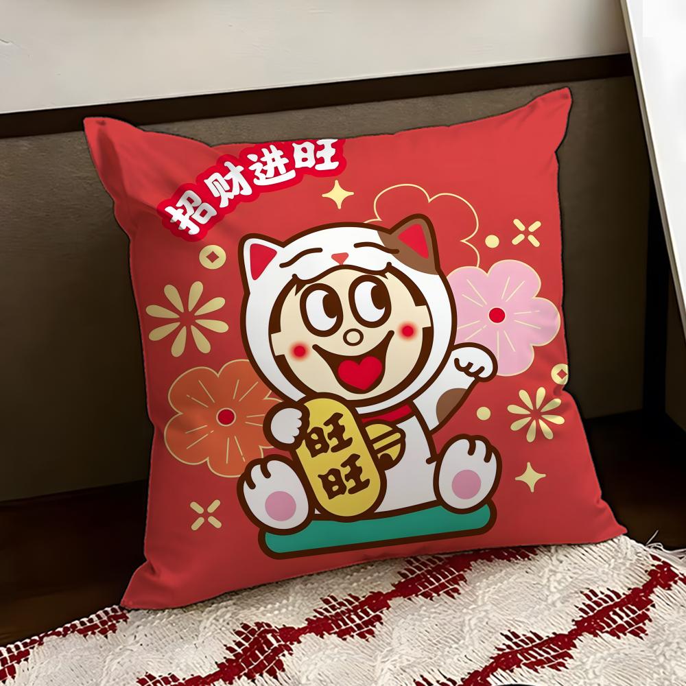 cartoon WWangzai Cushion Cover Reversible Soft Durable Pillow Cover Home Car MultiScene Use for Daily Comfort
