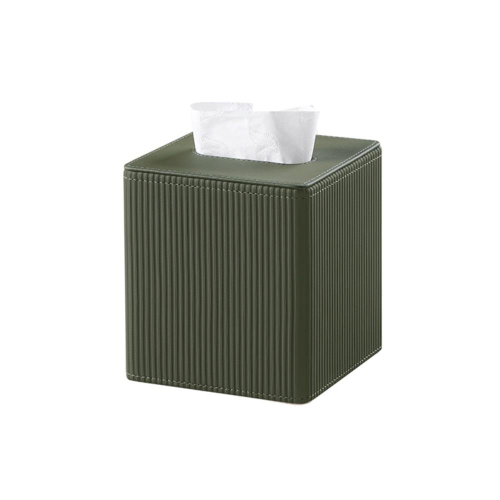 Квадратная салфетница из ПУ-кожи Магнитное закрытие Полоска в стиле римской колонны Диспенсер для салфеток Подкладка из короткого ворса Расширенное отверстие