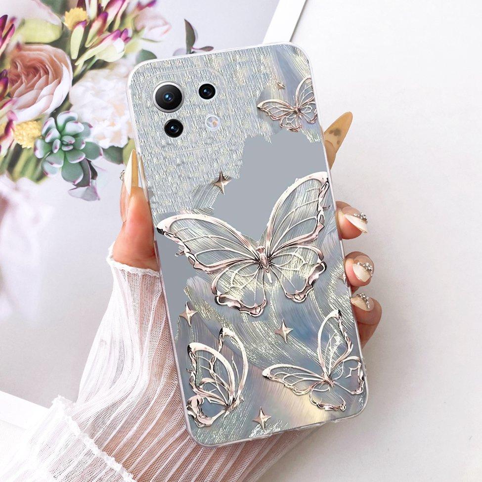 Clear Casing For Xiaomi Mi 11 Lite 4G Cover For Xiaomi Mi 11 Lite 5G Case Cute Cat Fashion Butterfly Funny Painted