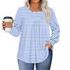 Womens Plus Size Tops Long Sleeve Shirts Round Neck Flowy Tunic Casual Loose Blouse L-5X