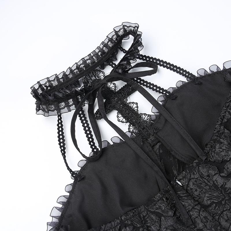 GMXIA Платье-плиссе на Хэллоуин, летний дизайн, однотонное платье-помпадур с перекрестным воротом для женщин